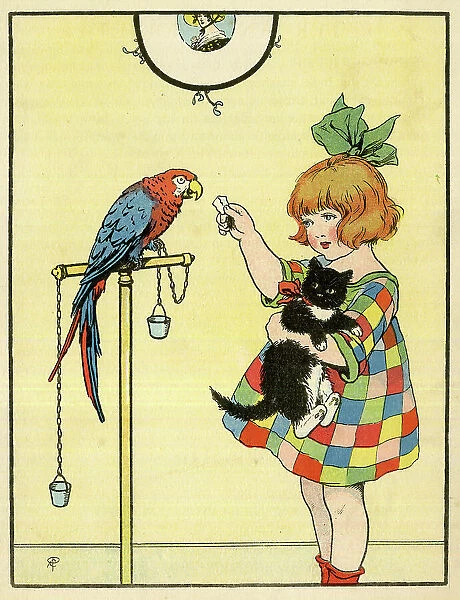 Gwen, Peter and Pierrette, Girl with Parrot and Cat