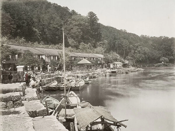 Japan c. 1880s - harbour on the Ishiyama-dera Road, Omi, Japan