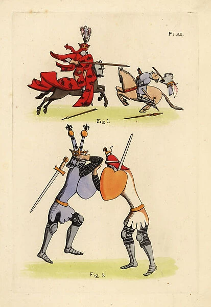 Knights in combat, 14th century
