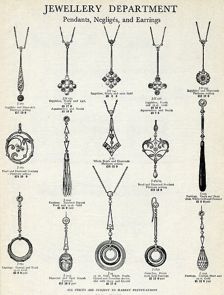 Necklace pendants and earrings 1929