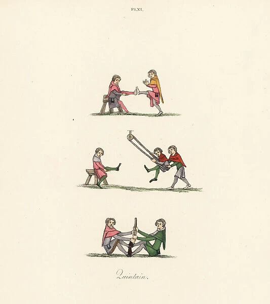 Quintain exercises, 14th century
