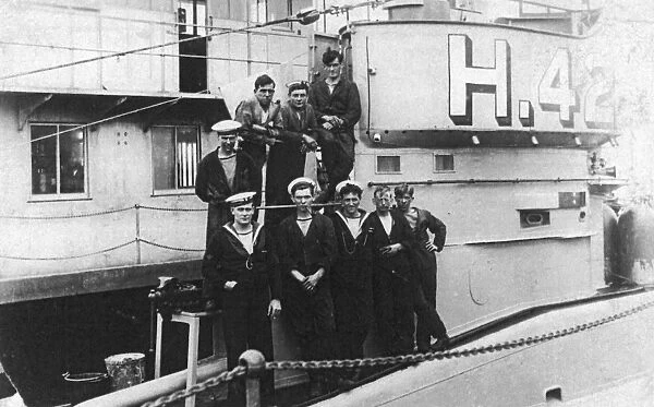 Sailors on board the British submarine, H42