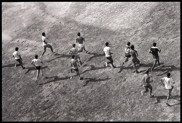 Young men football training, Spain