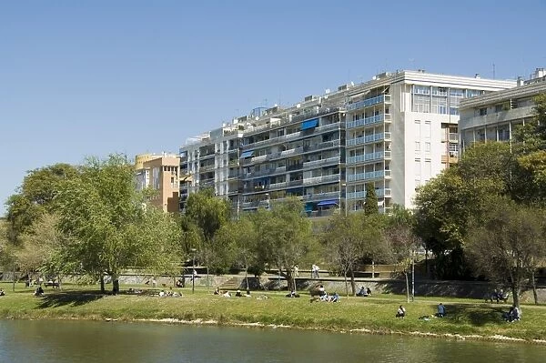 Modern apartment blocks on the river Rio Guadalquivir