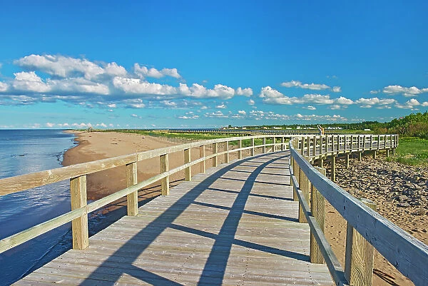 Boardwalk and sand dunes and beaches at Irving Eco-Centre, Bouctouche, New Brunswick, Canada