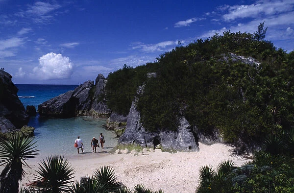 BERMUDA, Jobsons Cove People in secluded cove with sand beach
