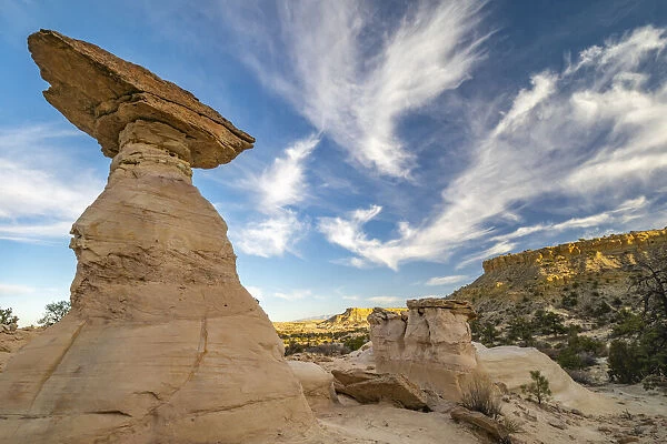 USA, New Mexico, Ojito Wilderness. Eroded desert rocks