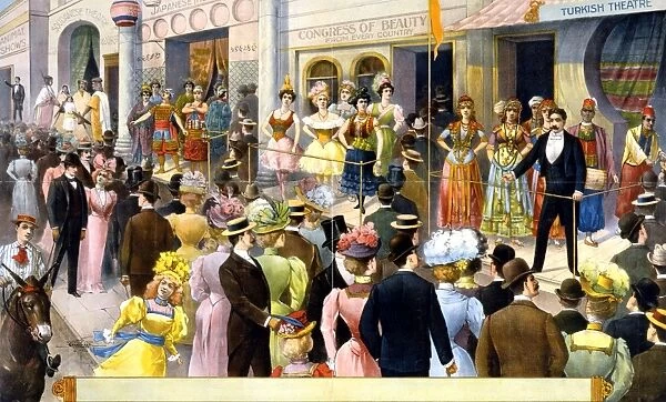 CIRCUS POSTER, c1890. Sideshow performers dressed in Turkish, Japanese and Sudanese costumes