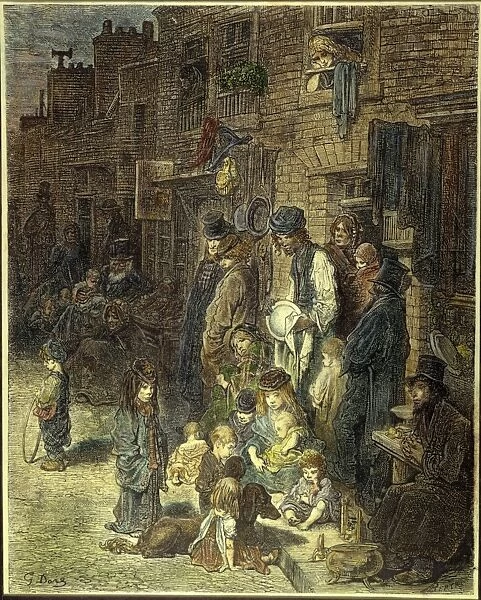 DOR├ë: LONDON, 1872. Wentworth Street, Whitechapel. Wood engraving after Gustave Dor