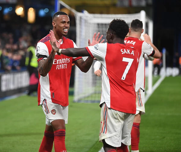 Arsenal's Four-Goal Rampage: Saka and Gabriel's Jubilant Moment at Stamford Bridge (April 2022)