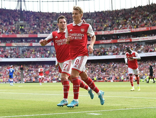 Arsenal's Victory Celebration: Martin Odegaard Scores Fifth Goal vs. Everton (2021-22)