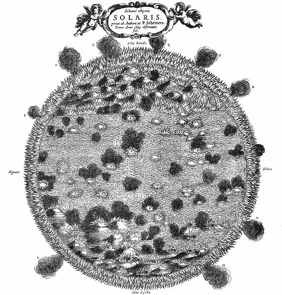 German astronomer Christopher Scheiners (1573-1650) illustration of the surface of the sun