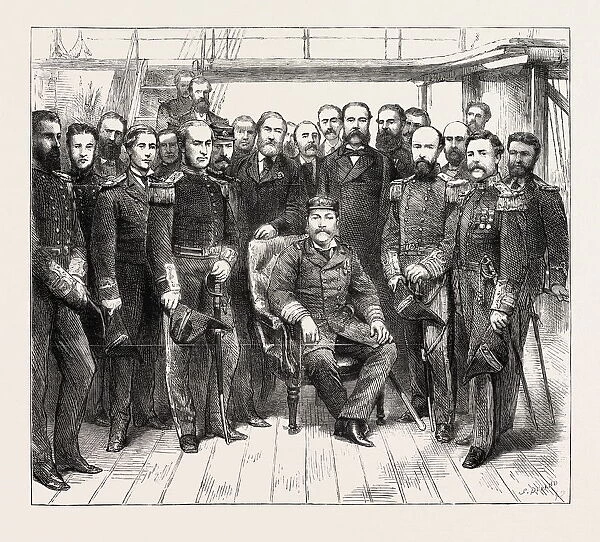 The King of Portugal Visiting H. M. s. Challenger at Lisbon, 1873 Engraving