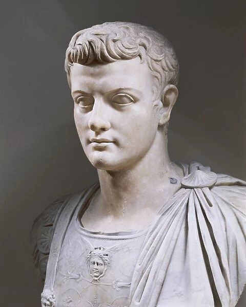 Marble bust of Roman Emperor Gaius Julius Caesar Augustus Germanicus (12-41), known as Caligula, circa 23
