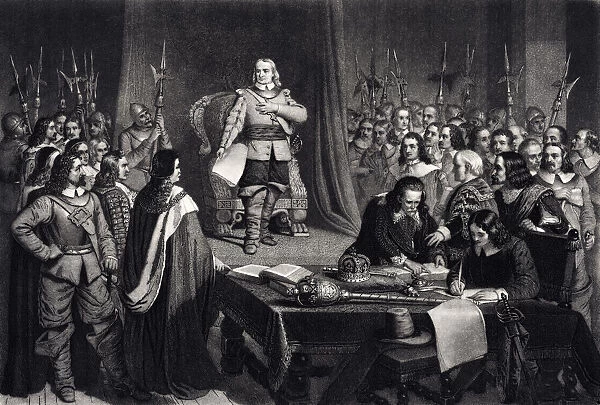 1657: CROMWELL REFUSING THE CROWN... -XXXL with lots of details