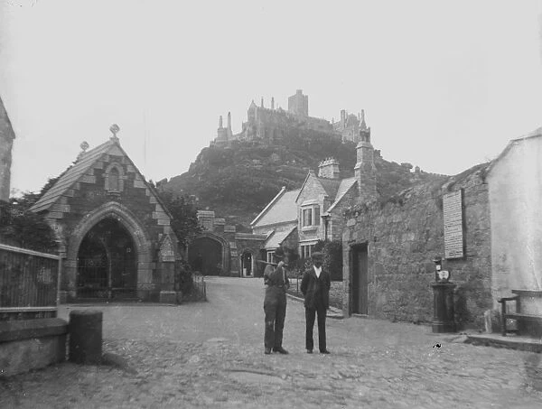 St Michael's Mount from the harbour's edge, Mounts Bay, Cornwall. Probably around 1920