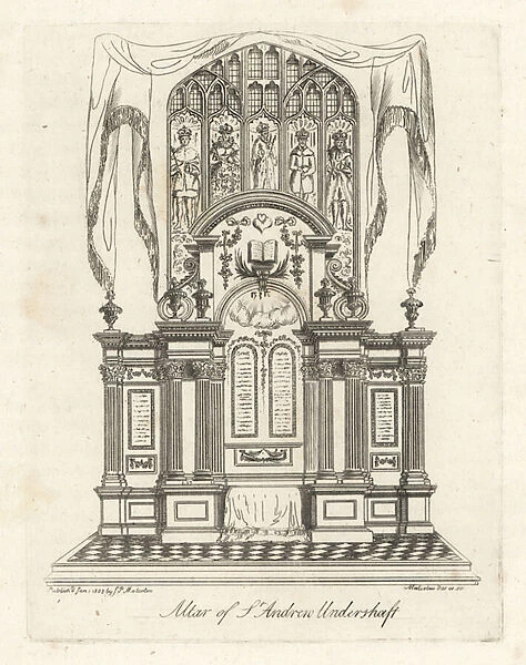 The Altar of the Church of St. Andrew Undershaft, London, 1807. 1808 (engraving)