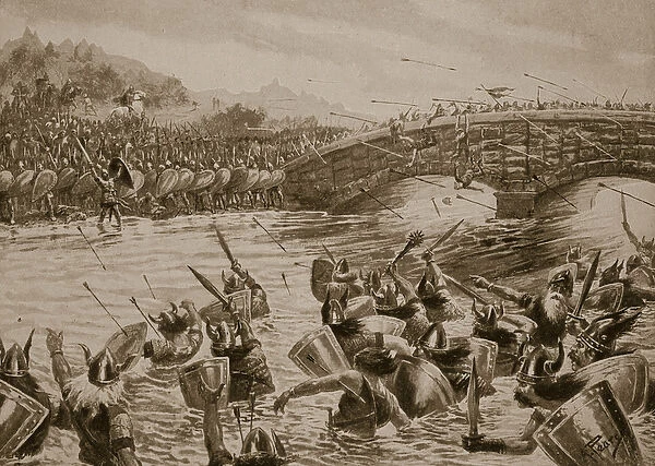 The Battle of Maldon, 991, illustration from Hutchinson