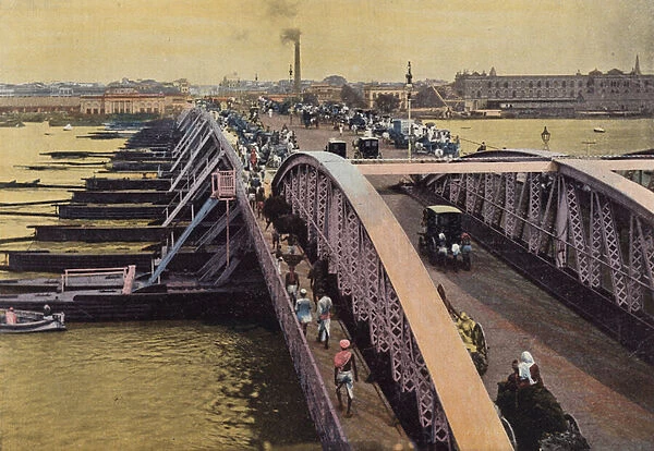 Calcutta, Pont Sur L Hougly (colour photo)