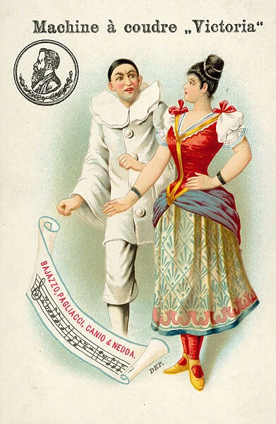 Canio and Nedda, characters from Ruggero Leoncavallos opera Pagliacci (chromolitho)