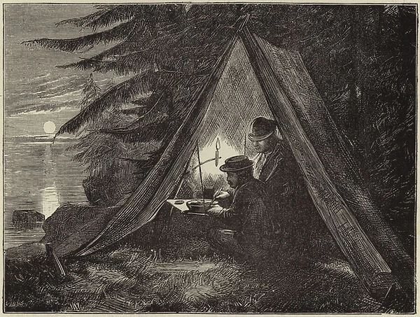 Canoeing in Sweden (engraving)