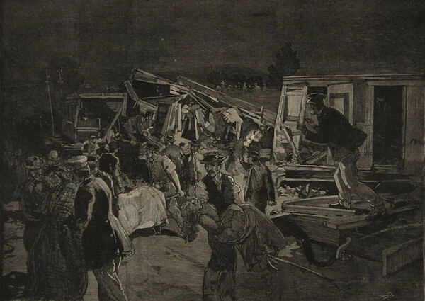 The Derailment at Moirans, from Le Petit Parisien, 8th November 1891 (litho)