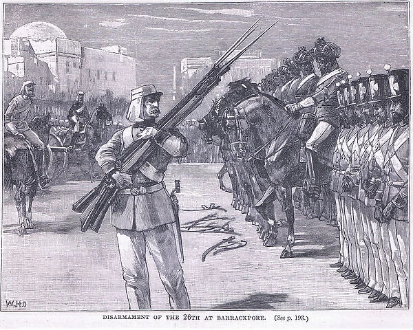 Disarmament of the 26th at Barrackpore 1857 AD (litho)