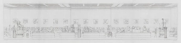 Elgin Marbles on display at the British Museum, London (engraving)