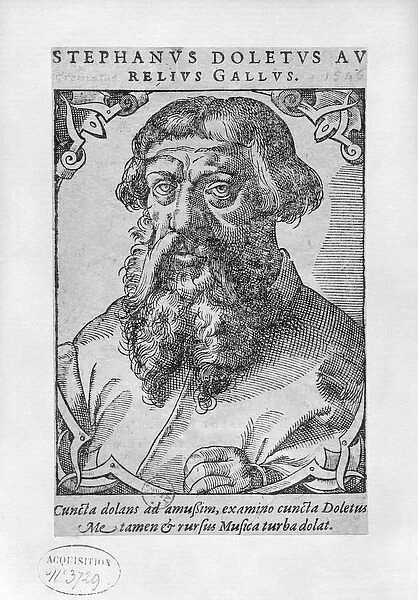 Etienne Dolet (1509-46) 1546 (engraving) (b  /  w photo)