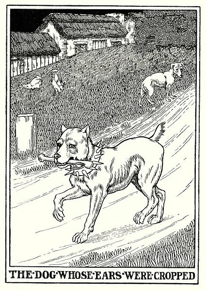 Fables of La Fontaine: The dog whose ears were cropped (litho)