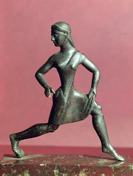 Figurine of a girl running, Sparta, 520-500 BC (bronze)