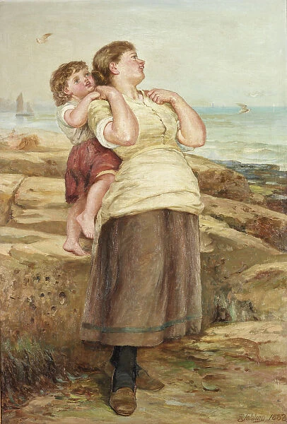 Fishergirl and child (oil on canvas)
