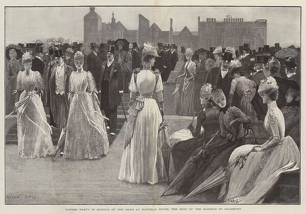 Garden Party in Honour of the Shah at Hatfield House, the Seat of the Marquis of Salisbury (engraving)