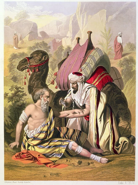 The Good Samaritan, from a bible printed by Edward Gover, 1870s (litho)