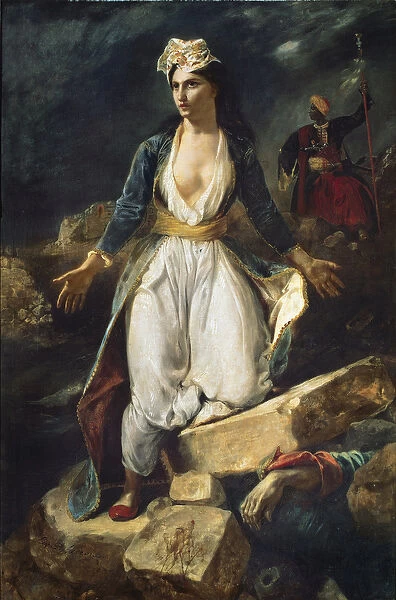 Greece expiring on the Ruins of Missolonghi, 1826 (oil on canvas)