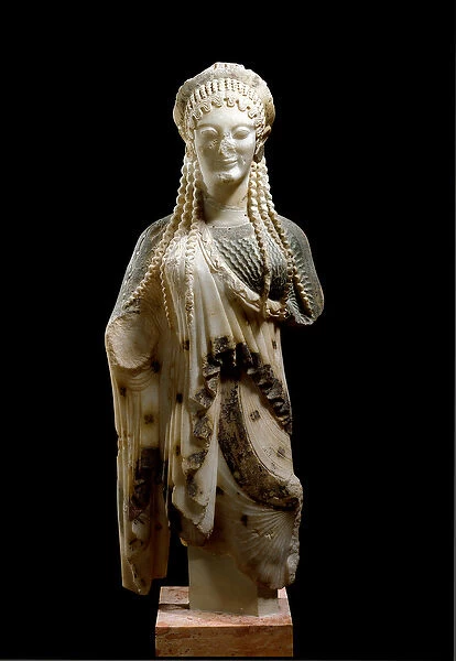 Greek Art: 'Kore'(Core) Marble sculpture from Chios, 520-510 BC