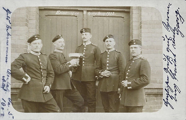 Group of German army soldiers, 1902 (b  /  w photo)