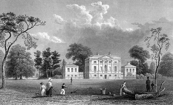 Hare Hall, Essex, engraved by E. Young, 1833 (engraving)
