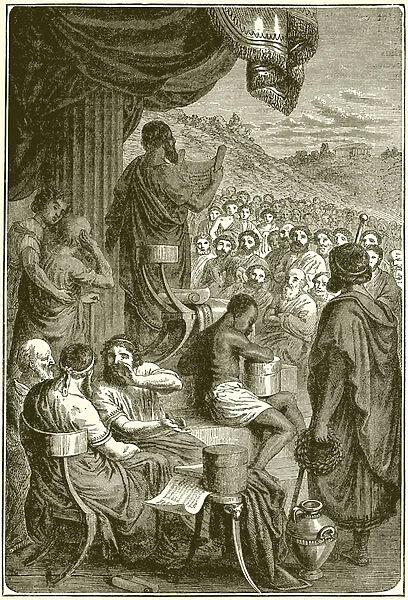 Herodotos reading his History at a Public Festival (engraving)