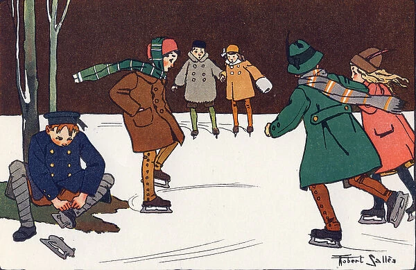 Ice skating. Engraving in 'What are we playing? 'by E
