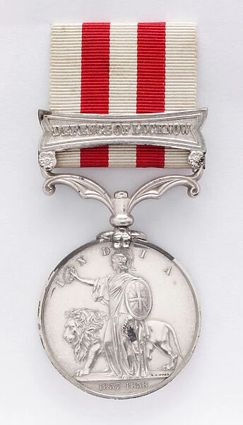 Indian Mutiny medal 1857-58, with clasp: Defence of Lucknow, awarded to Brigadier-General Sir Henry Montgomery Lawrence (Indian Mutiny Medal 1857-58, clasp)