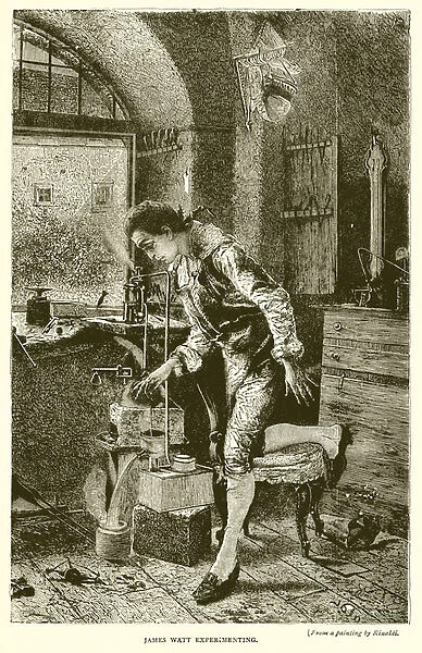 James Watt Experimenting (engraving)