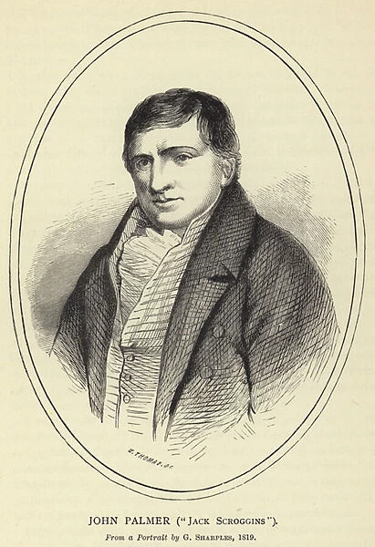 John Palmer, 'Jack Scroggins', From a Portrait by G Sharples, 1819 (engraving)
