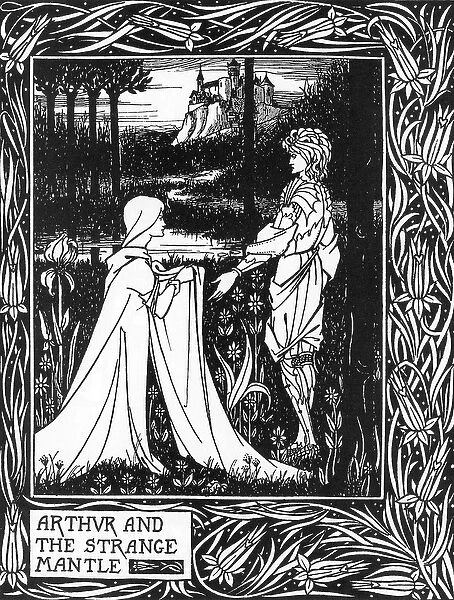 King Arthur receiving the visit of a young girl sent by the fee Morgane