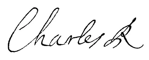 King Charles II, signature (engraving)