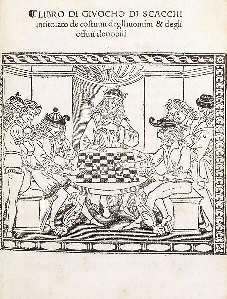 The King and his Courtiers Playing Chess, 1493  /  4 (woodcut)
