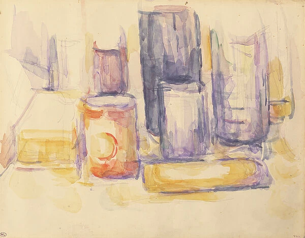 Kitchen Table: Pots and Bottles, 1902-06 (lead pencil and watercolour on cardboard)