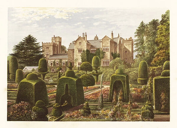 Levens Hall. Cumbria, England. 1880 (engraving)