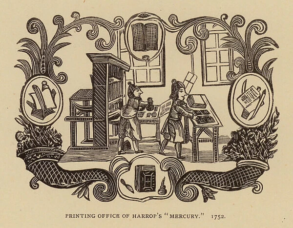 Manchester: Printing Office of Harrops 'Mercury, '1752 (engraving)