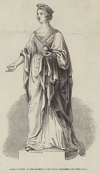 Marble Statue of Her Majesty, in the Royal Exchange (engraving)